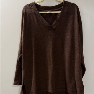Old Navy Brown V-Neck Sweater XL Chocolate Brown Cozy Knit Fall Basic